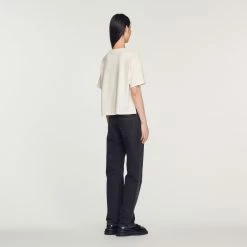 Buy ✔️ Sandro Cropped We Are The New Hippies T-shirt Ecru ???? 11 Buy ✔️ Sandro Cropped We Are The New Hippies T-shirt Ecru ???? -Sandro Shop Sandro SFPTS01176 11 V 5