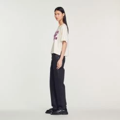 Buy ✔️ Sandro Cropped We Are The New Hippies T-shirt Ecru ???? 12 Buy ✔️ Sandro Cropped We Are The New Hippies T-shirt Ecru ???? -Sandro Shop Sandro SFPTS01176 11 V 6