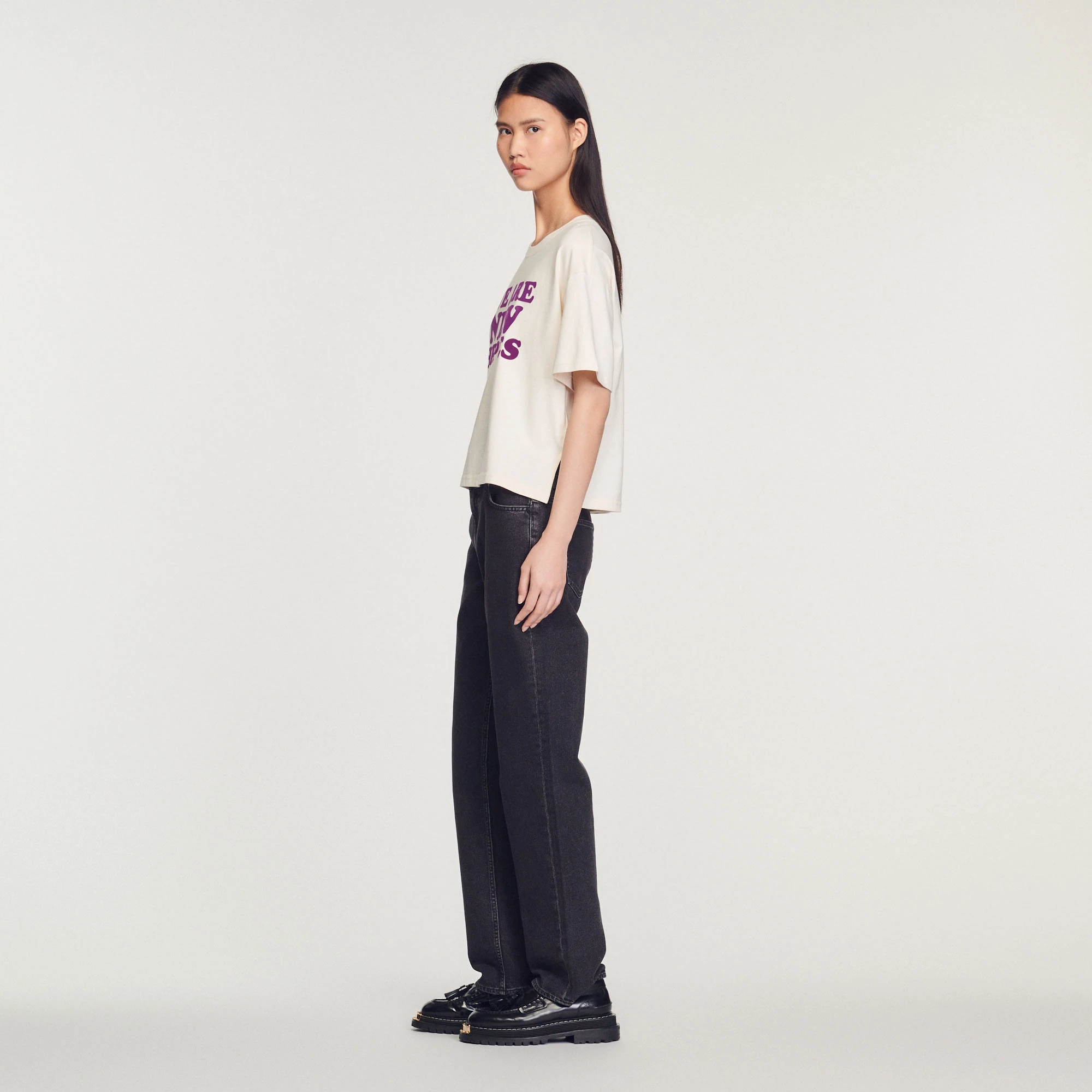 Buy ✔️ Sandro Cropped We Are The New Hippies T-shirt Ecru ???? 6 Buy ✔️ Sandro Cropped We Are The New Hippies T-shirt Ecru ???? - Image 6