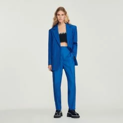 Best Pirce ✔️ Sandro Oversized Tailored Jacket Electric Blue ???? -Sandro Shop Sandro SFPVE00652 D279 V 4