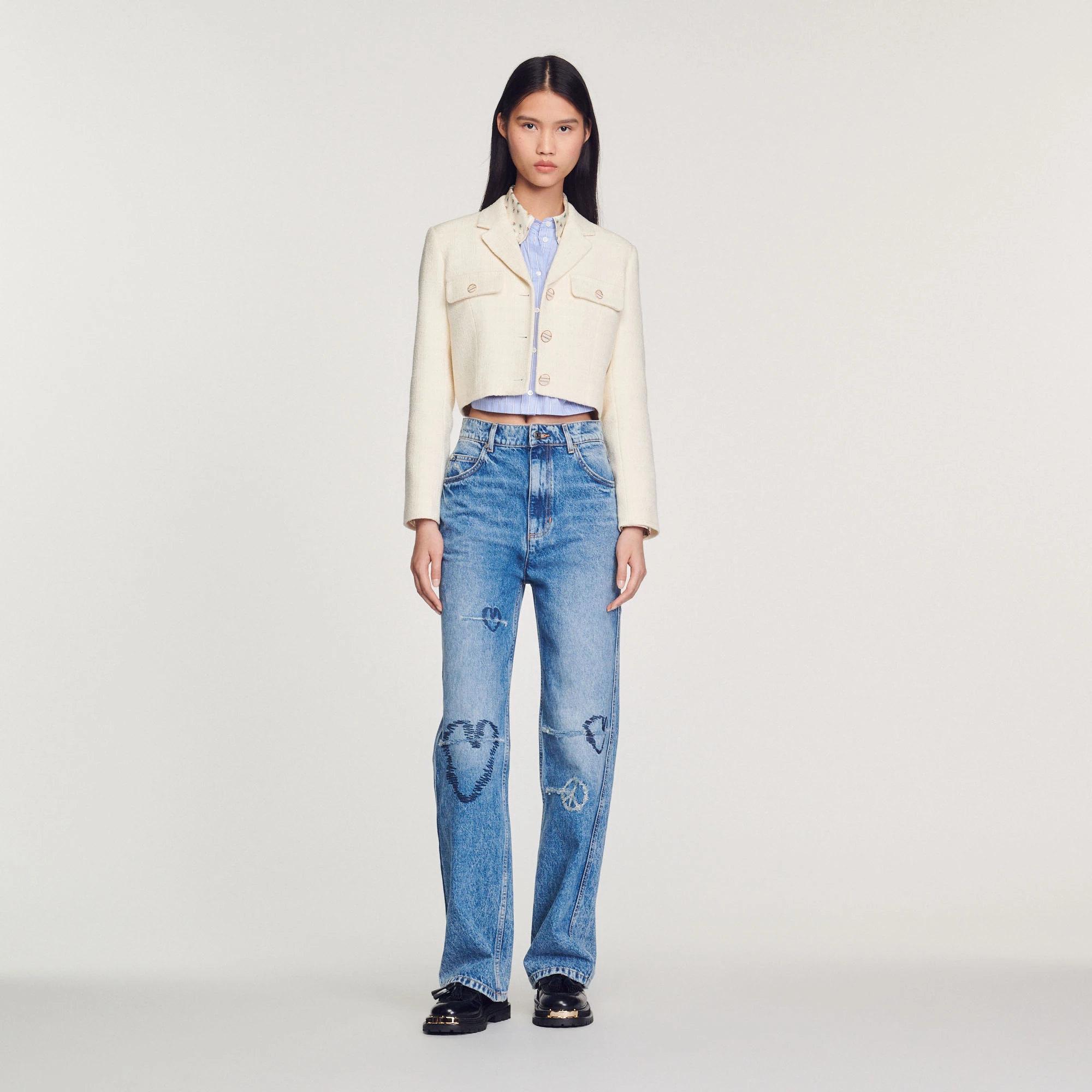 Coupon ???? Sandro Cropped Tweed Button-up Jacket Ecru ???? 2 Coupon ???? Sandro Cropped Tweed Button-up Jacket Ecru ???? - Image 2