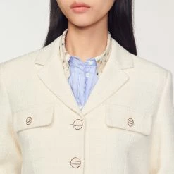 Coupon ???? Sandro Cropped Tweed Button-up Jacket Ecru ???? 9 Coupon ???? Sandro Cropped Tweed Button-up Jacket Ecru ???? -Sandro Shop Sandro SFPVE00704 11 V 3