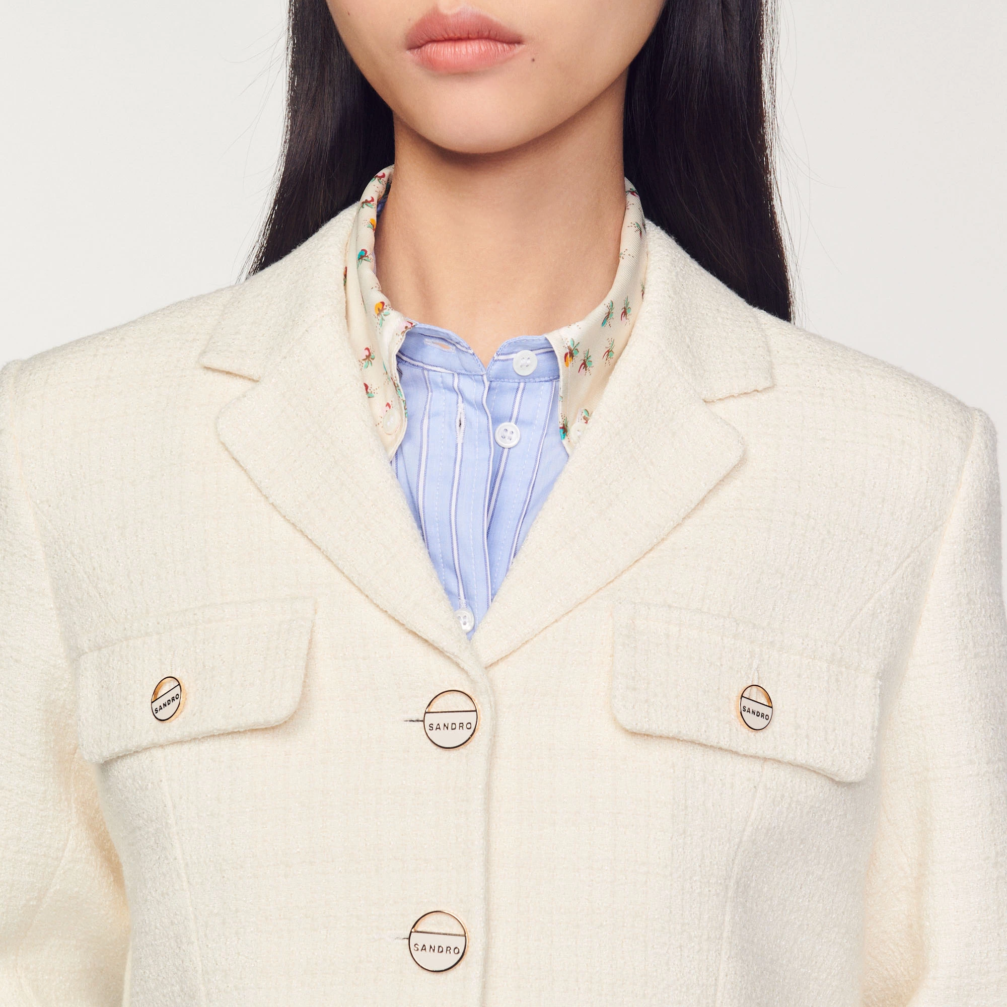 Coupon ???? Sandro Cropped Tweed Button-up Jacket Ecru ???? 3 Coupon ???? Sandro Cropped Tweed Button-up Jacket Ecru ???? - Image 3