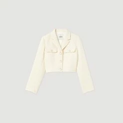 Coupon ???? Sandro Cropped Tweed Button-up Jacket Ecru ???? 13 Coupon ???? Sandro Cropped Tweed Button-up Jacket Ecru ???? -Sandro Shop Sandro SFPVE00704 11 V P