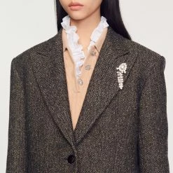 Top 10 ✨ Sandro Tailored Jacket With Embellished Brooch Brown ❤️ 9 Top 10 ✨ Sandro Tailored Jacket With Embellished Brooch Brown ❤️ -Sandro Shop Sandro SFPVE00707 G023 V 3
