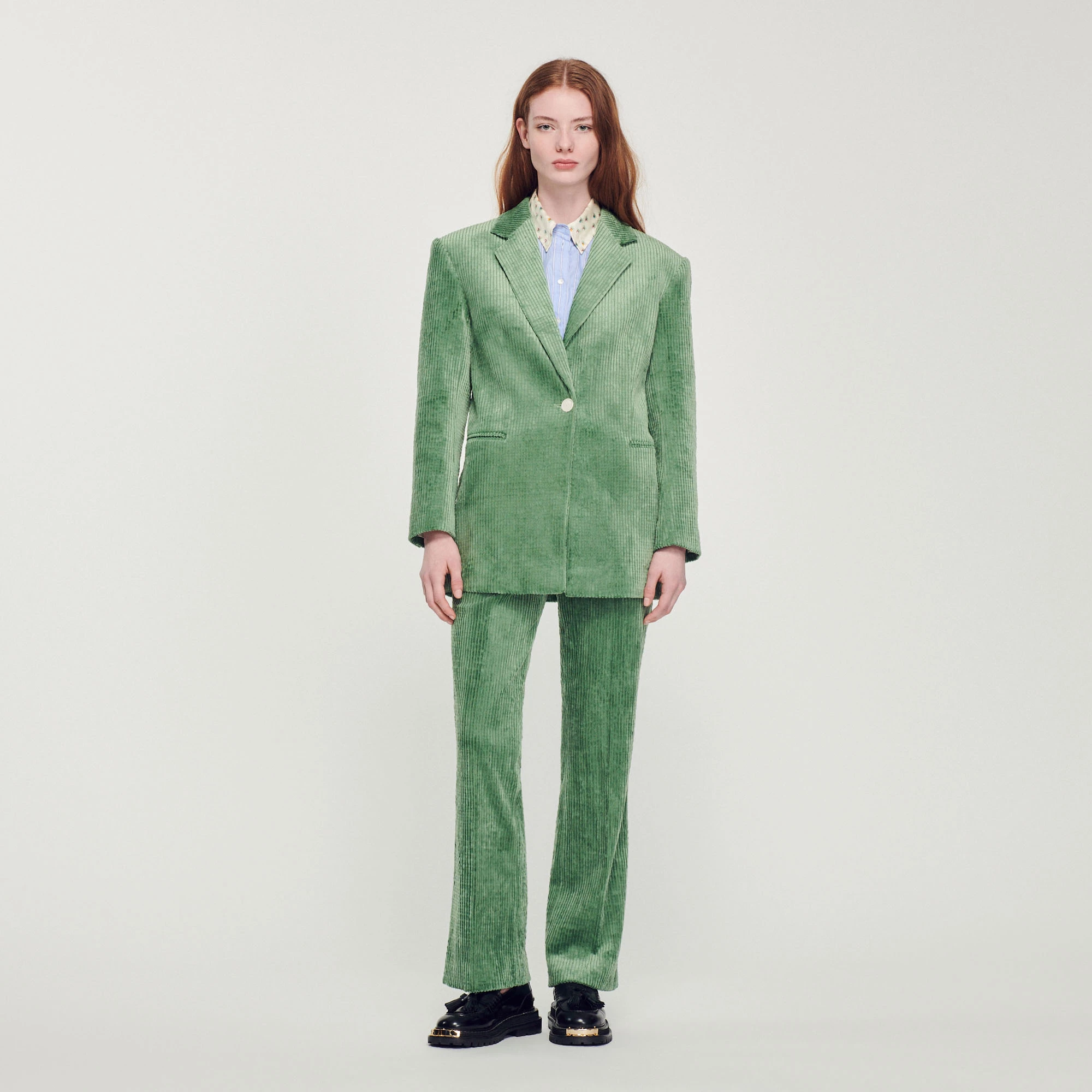 Promo ???? Sandro Corduroy Tailored Jacket Olive Green ???? 2 Promo ???? Sandro Corduroy Tailored Jacket Olive Green ???? - Image 2