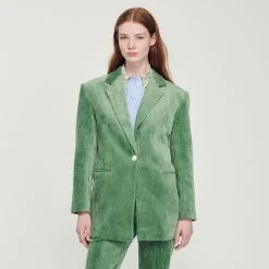 Promo ???? Sandro Corduroy Tailored Jacket Olive Green ???? 10 Promo ???? Sandro Corduroy Tailored Jacket Olive Green ???? -Sandro Shop Sandro SFPVE00732 802 V 4