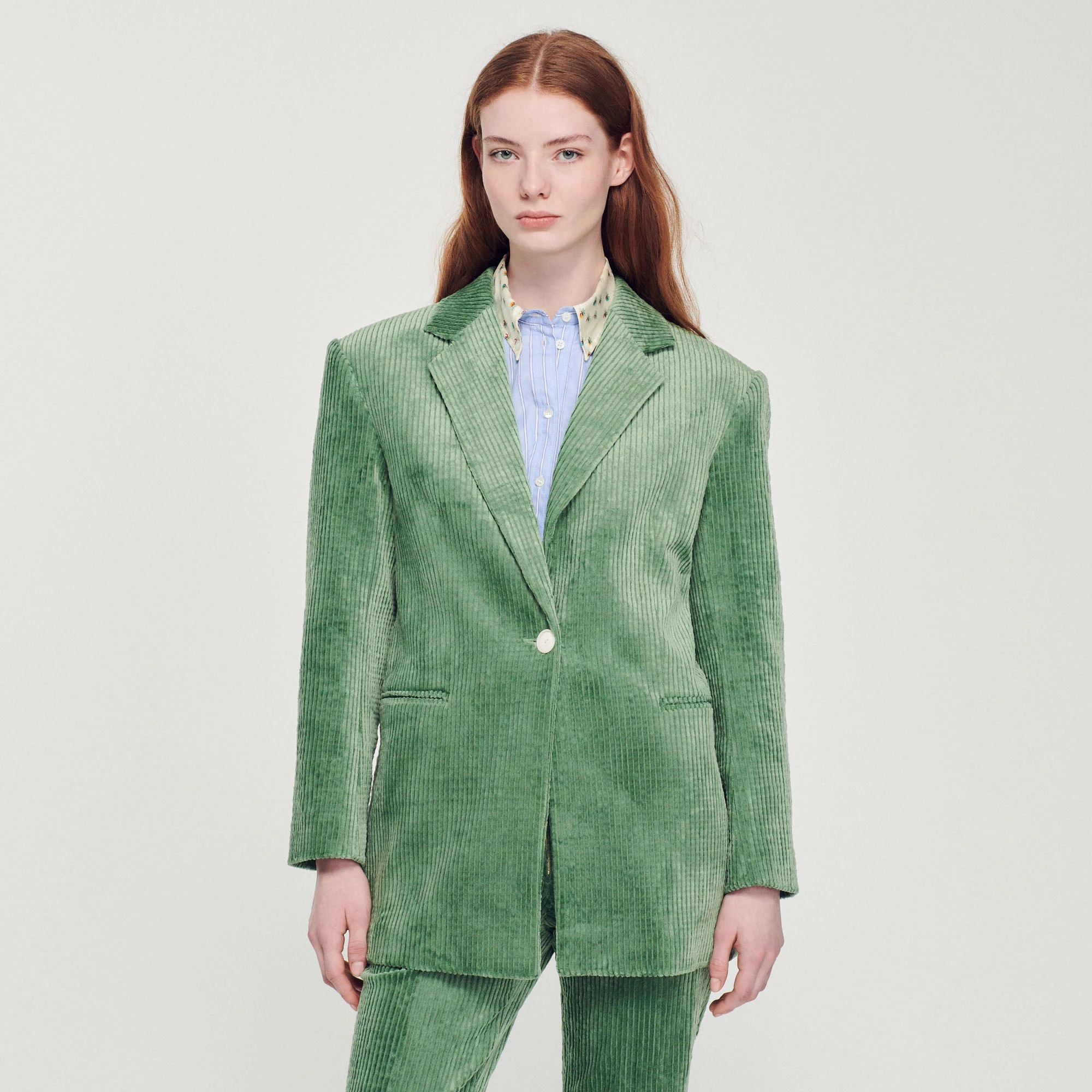 Promo ???? Sandro Corduroy Tailored Jacket Olive Green ???? 4 Promo ???? Sandro Corduroy Tailored Jacket Olive Green ???? - Image 4