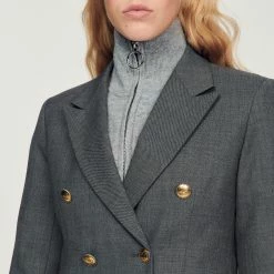 Cheap ???? Sandro Double-breasted Tailored Jacket Dark Grey ???? 9 Cheap ???? Sandro Double-breasted Tailored Jacket Dark Grey ???? -Sandro Shop Sandro SFPVE00744 240 V 3