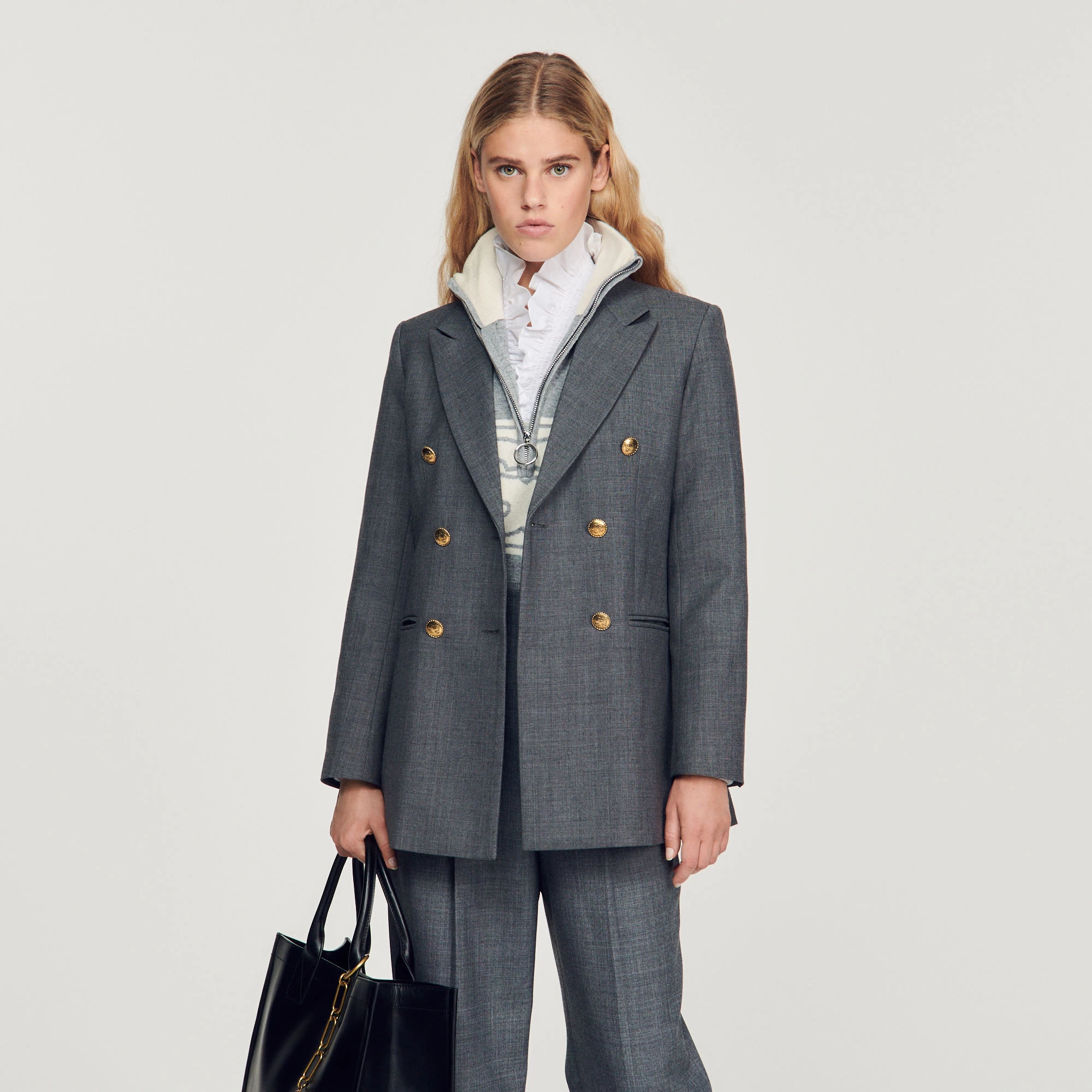 Cheap ???? Sandro Double-breasted Tailored Jacket Dark Grey ???? 4 Cheap ???? Sandro Double-breasted Tailored Jacket Dark Grey ???? - Image 4