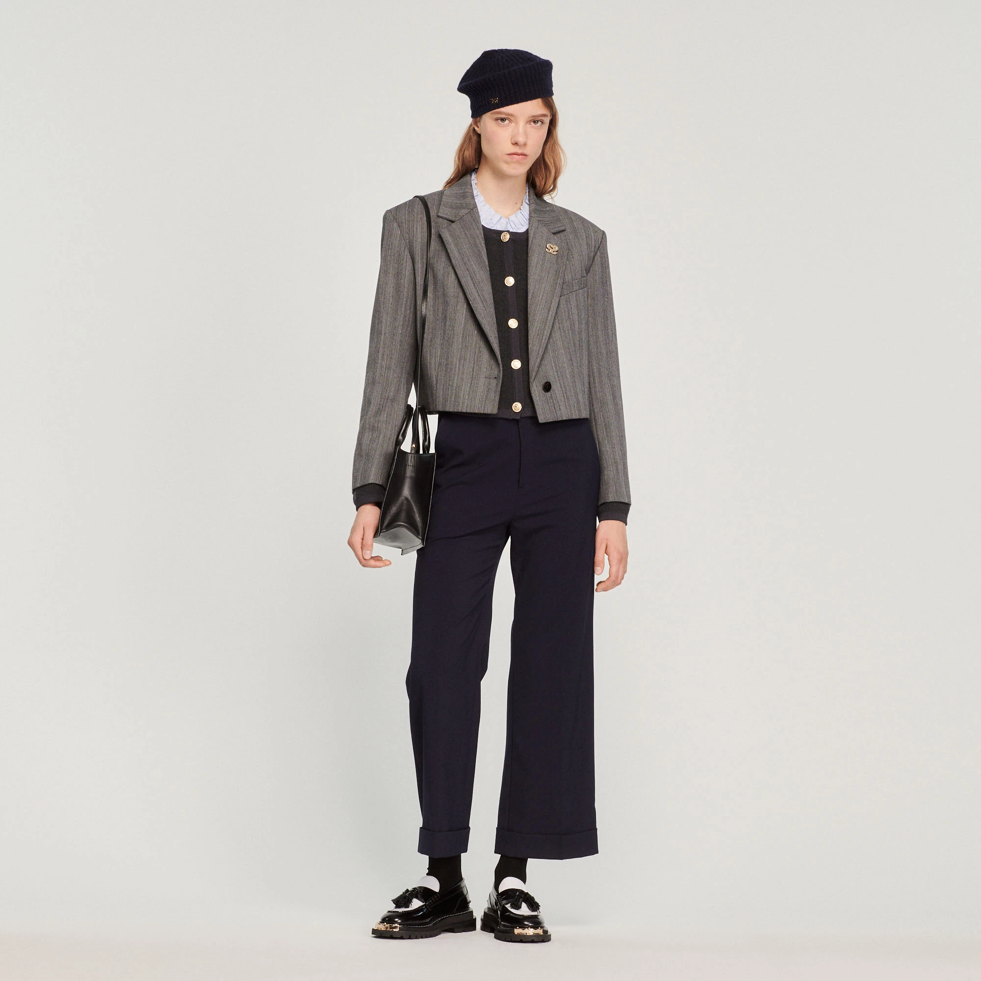 Hot Sale ⭐ Sandro Short Dinner Jacket Dark Grey ???? 1 Hot Sale ⭐ Sandro Short Dinner Jacket Dark Grey ????