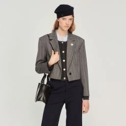 Hot Sale ⭐ Sandro Short Dinner Jacket Dark Grey ???? 10 Hot Sale ⭐ Sandro Short Dinner Jacket Dark Grey ???? -Sandro Shop Sandro SFPVE00749 240 V 4