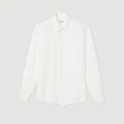 Flash Sale ???? Sandro Flowing Long-sleeved ???? Shirt White ???? -Sandro Shop Sandro SHPCM00662 10 V P