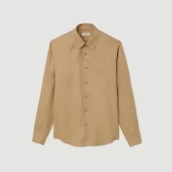 Budget ???? Sandro Flowing Long-sleeved ???? Shirt Beige ???? -Sandro Shop Sandro SHPCM00662 16 V P