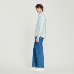 Discount ???? Sandro Flowing Long-sleeved ???? Shirt Sky Blue ???? -Sandro Shop Sandro SHPCM00662 40 V 6