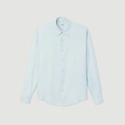 Discount ???? Sandro Flowing Long-sleeved ???? Shirt Sky Blue ???? -Sandro Shop Sandro SHPCM00662 40 V P