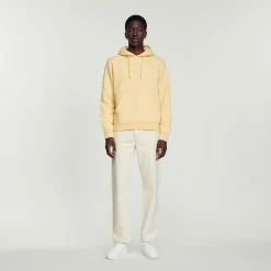 Wholesale ???? Sandro Embroidered Hoodie Men Cream Yellow ???? 8 Wholesale ???? Sandro Embroidered Hoodie Men Cream Yellow ???? -Sandro Shop Sandro SHPSW00458 E146 H V