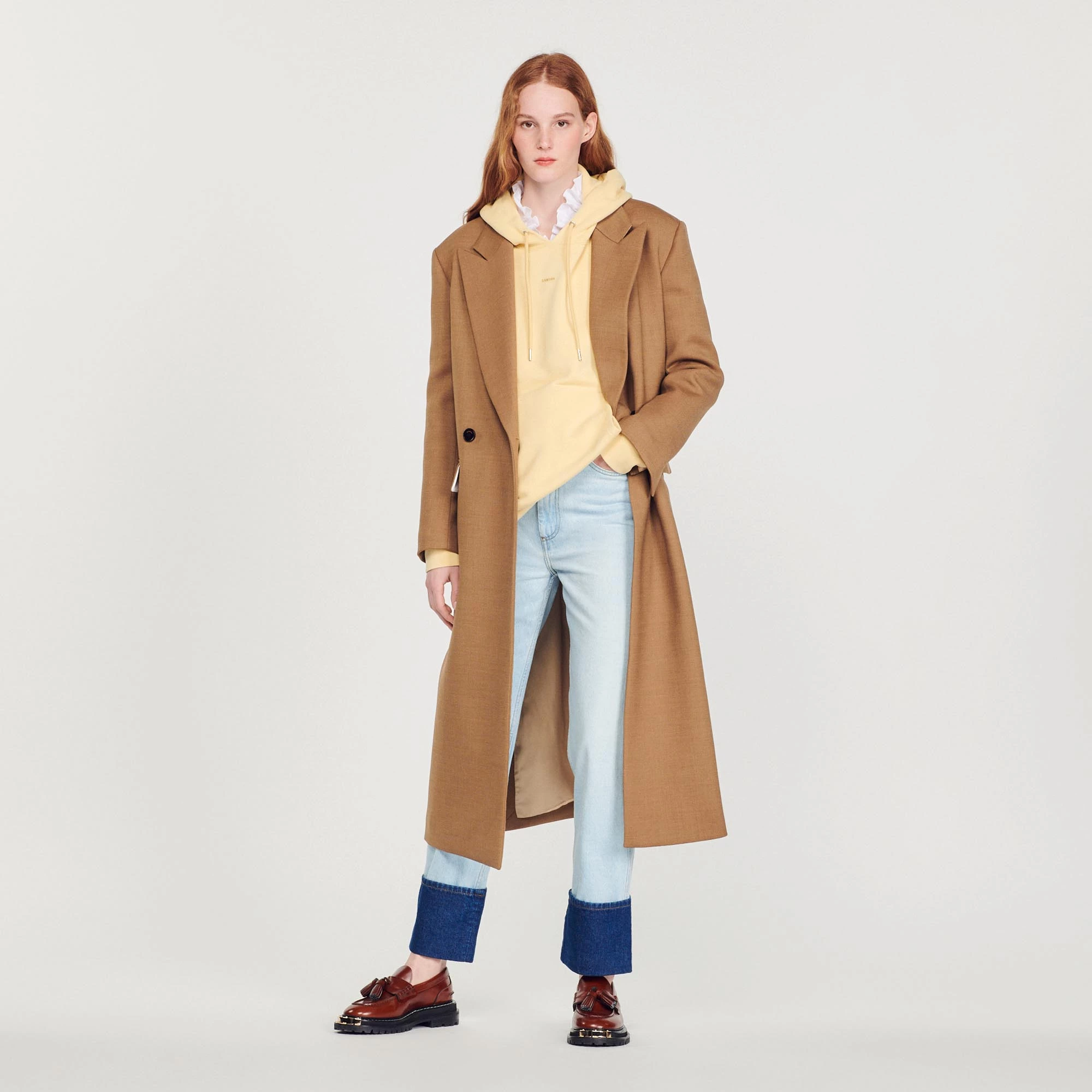 Wholesale ???? Sandro Embroidered Hoodie Men Cream Yellow ???? 2 Wholesale ???? Sandro Embroidered Hoodie Men Cream Yellow ???? - Image 2