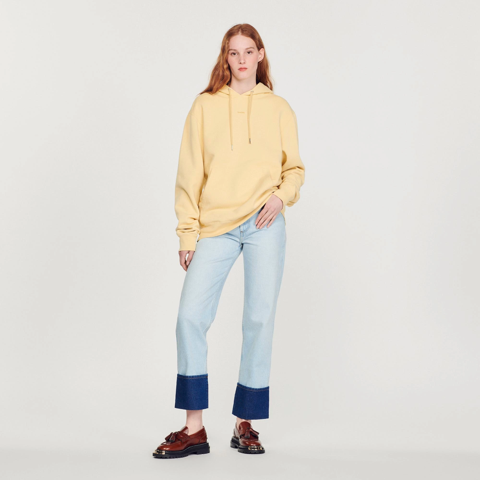 Wholesale ???? Sandro Embroidered Hoodie Men Cream Yellow ???? 4 Wholesale ???? Sandro Embroidered Hoodie Men Cream Yellow ???? - Image 4