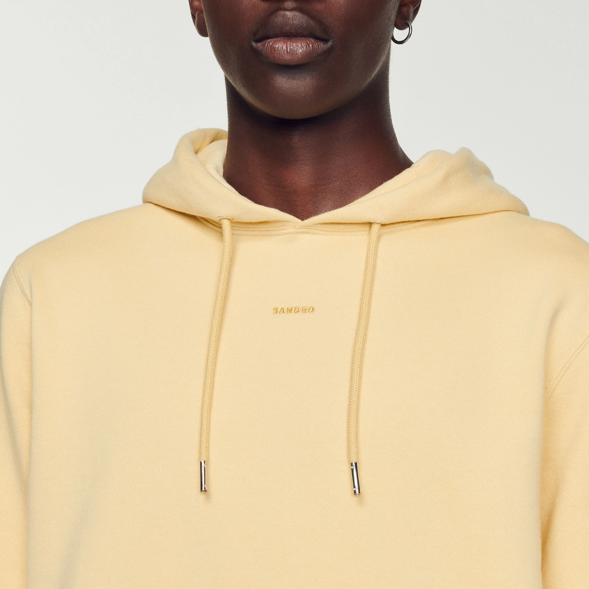 Wholesale ???? Sandro Embroidered Hoodie Men Cream Yellow ???? 5 Wholesale ???? Sandro Embroidered Hoodie Men Cream Yellow ???? - Image 5