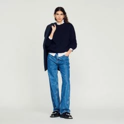 Buy ???? Sandro Cashmere Sweater Dark Navy ???? -Sandro Shop Sandro SHPTR00326 45 V 2