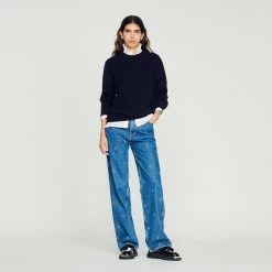 Buy ???? Sandro Cashmere Sweater Dark Navy ???? -Sandro Shop Sandro SHPTR00326 45 V 4