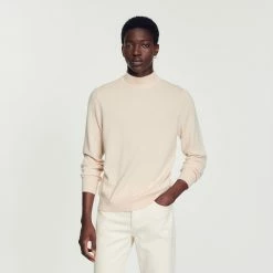 Best Pirce ???? Sandro Cashmere Funnel Neck Sweater Cream ????