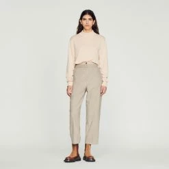 Best Pirce ???? Sandro Cashmere Funnel Neck Sweater Cream ???? -Sandro Shop Sandro SHPTR00331 A058 V 4