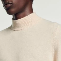 Best Pirce ???? Sandro Cashmere Funnel Neck Sweater Cream ???? -Sandro Shop Sandro SHPTR00331 A058 V 5