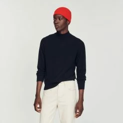 Budget ???? Sandro Cashmere Funnel Neck Sweater Carbon Black ????