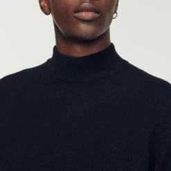 Budget ???? Sandro Cashmere Funnel Neck Sweater Carbon Black ???? -Sandro Shop Sandro SHPTR00331 B224 V 5