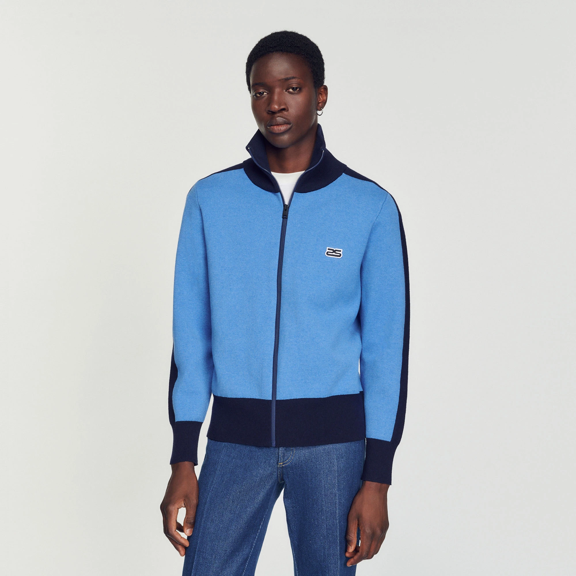 Deals ???? Sandro Two-tone Zip Cardigan Blue ✨ 1 Deals ???? Sandro Two-tone Zip Cardigan Blue ✨